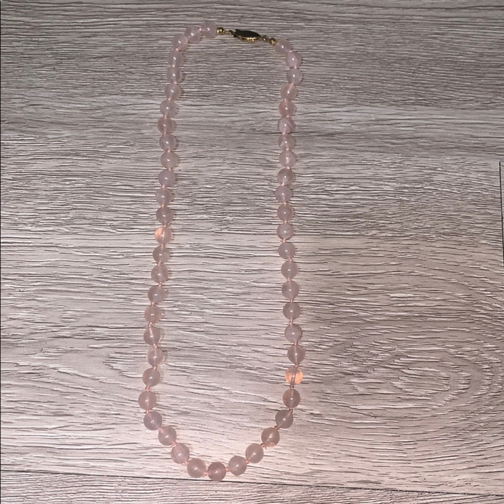 Rose quartz bead strand necklace